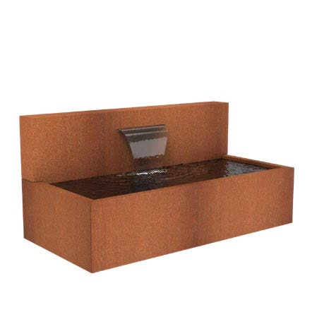 Freistehende Teichwand aus CorTen-Stahl