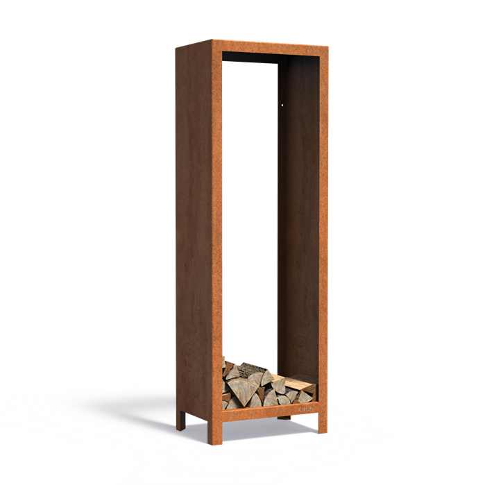 Stylish wood storage in CorTen steel