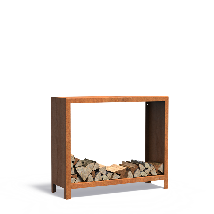 Rangements pour bûches design en acier CorTen