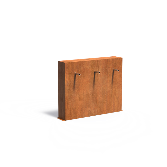 Freistehende Teichwand aus CorTen-Stahl