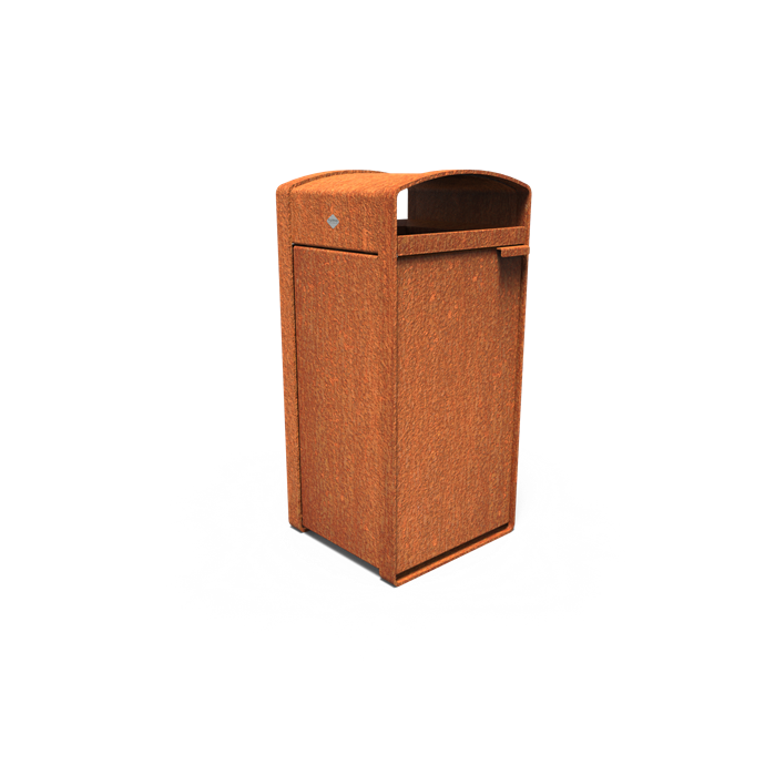 Poubelle simple en acier corten
