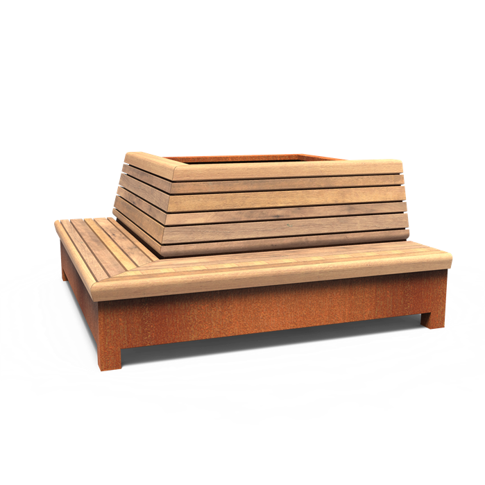 Jardinière haute avec assise en coin