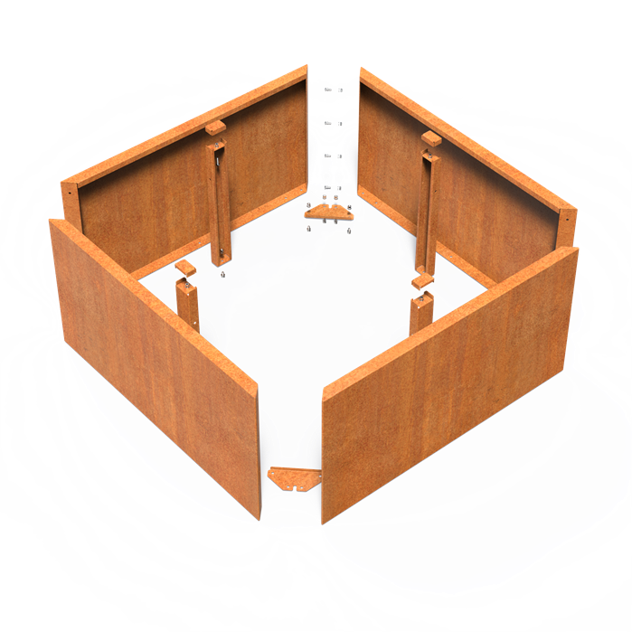 Pots pour plantes CORDOBA CONNECT (en kit) SANS FOND en acier CorTen